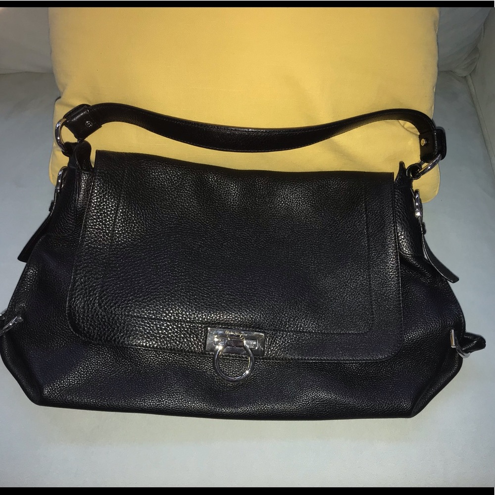 Salvatore Ferragamo Pebble Leather Hand bag purse